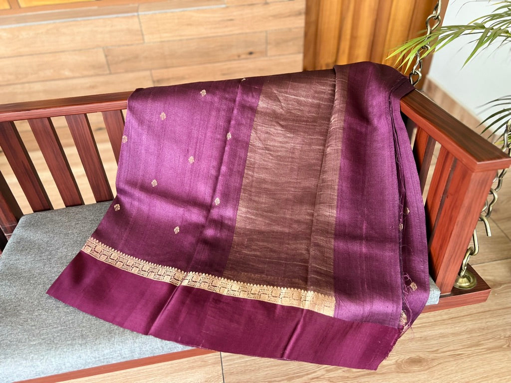 Wine Berry Tussar Silk