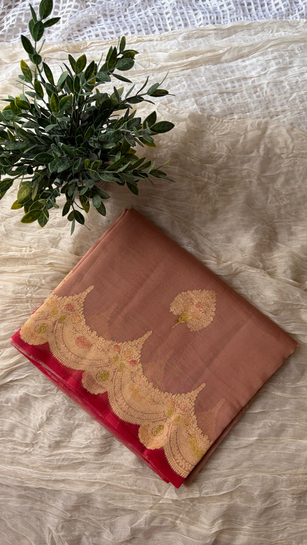 Mauve Brown Haze Organza Silk