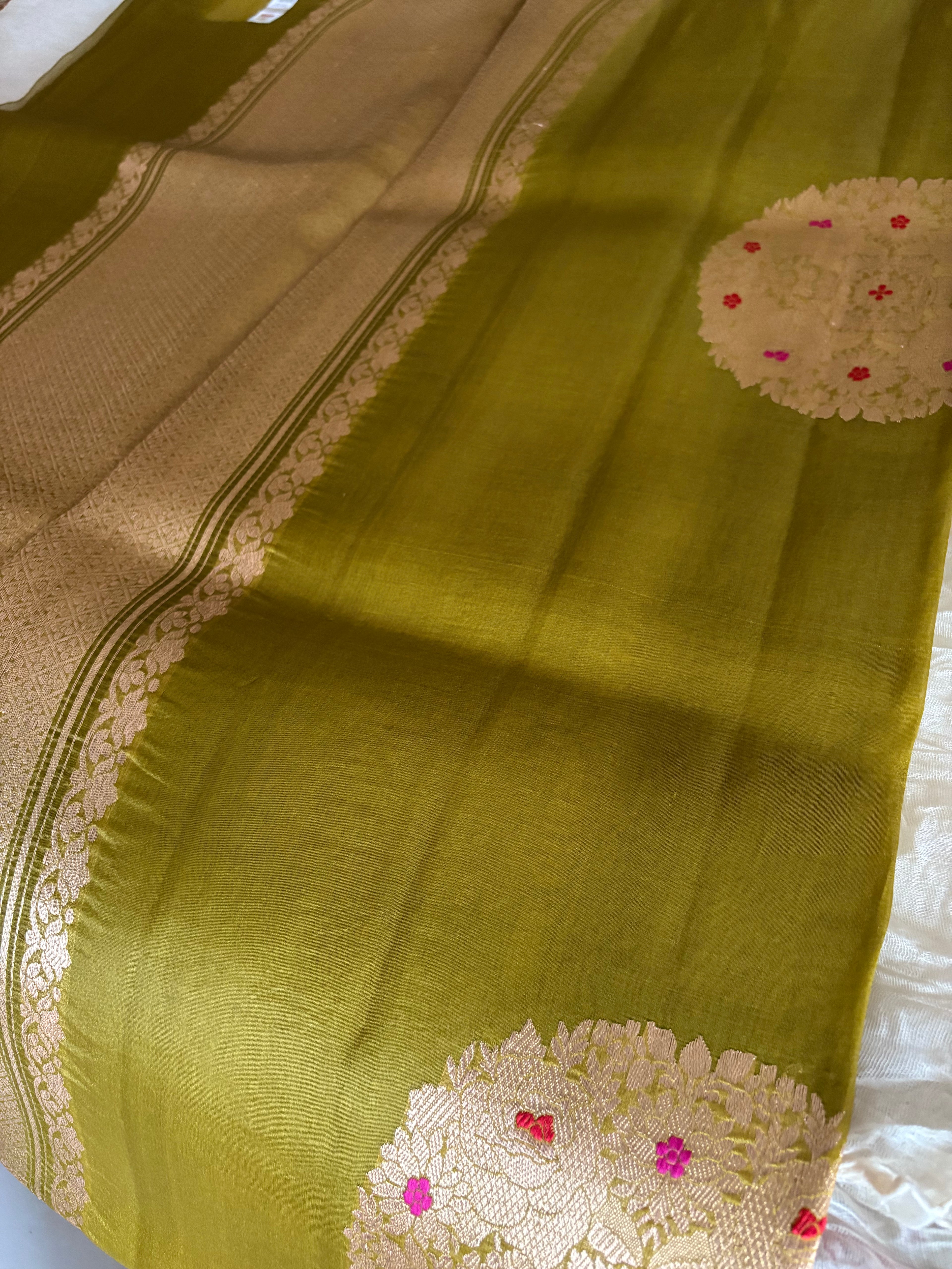 Parrot Meadow Organza Silk