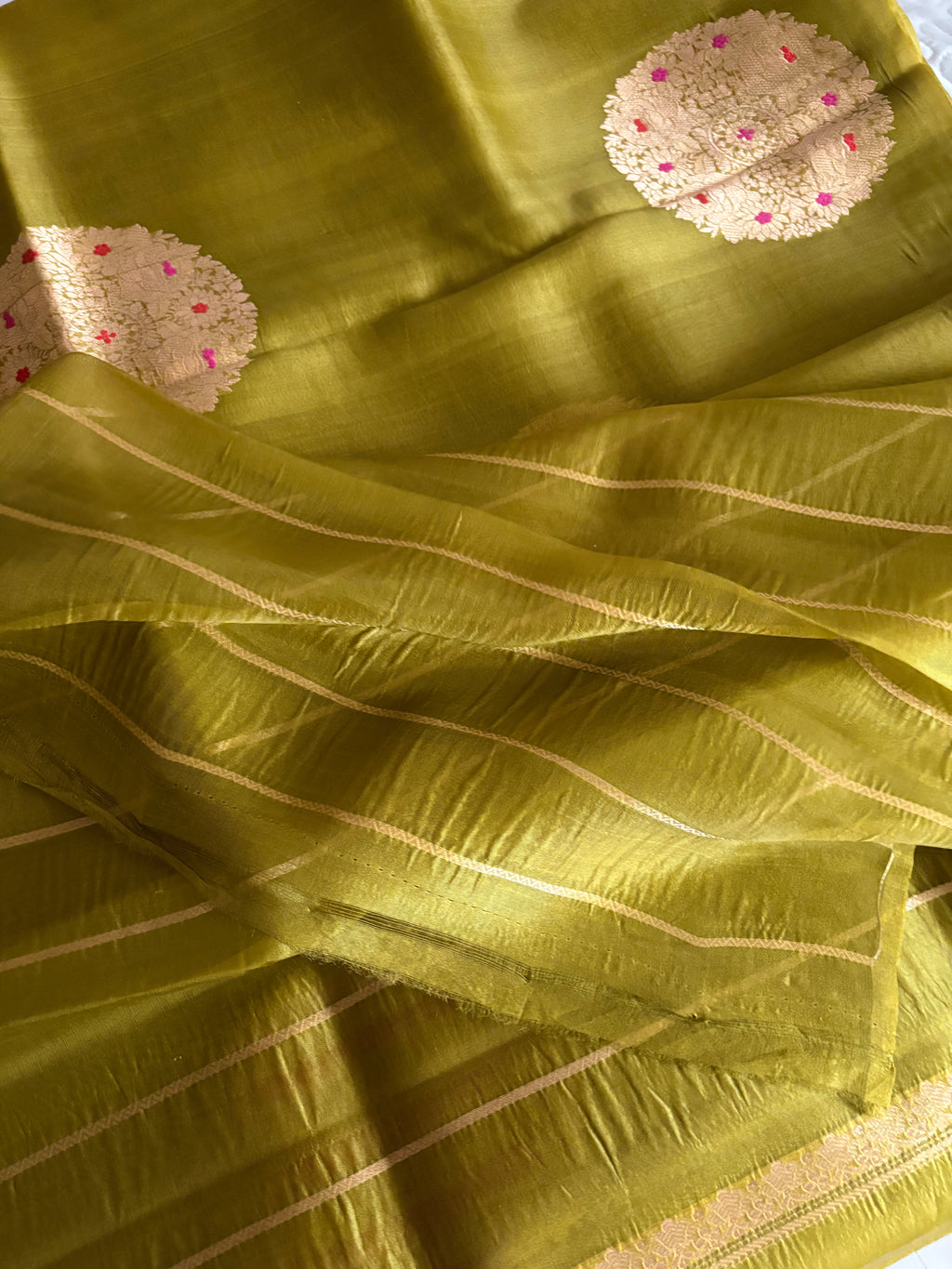 Parrot Meadow Organza Silk