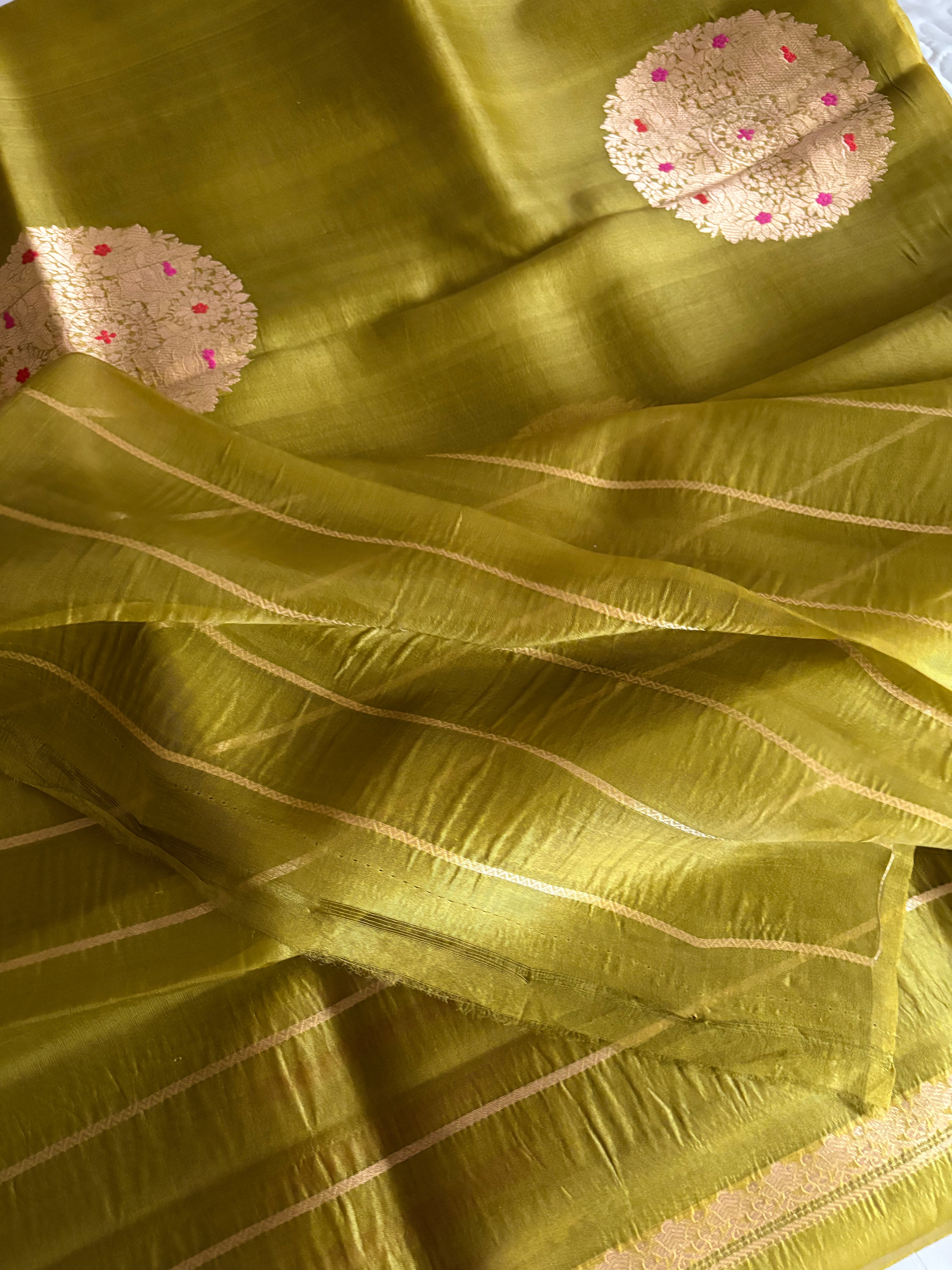 Parrot Meadow Organza Silk