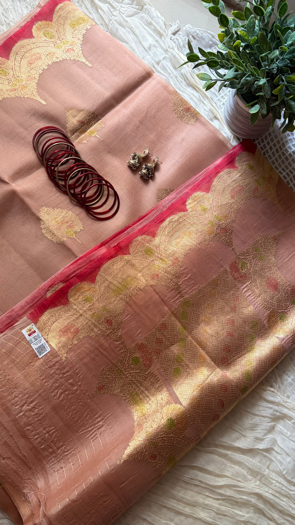 Mauve Brown Haze Organza Silk