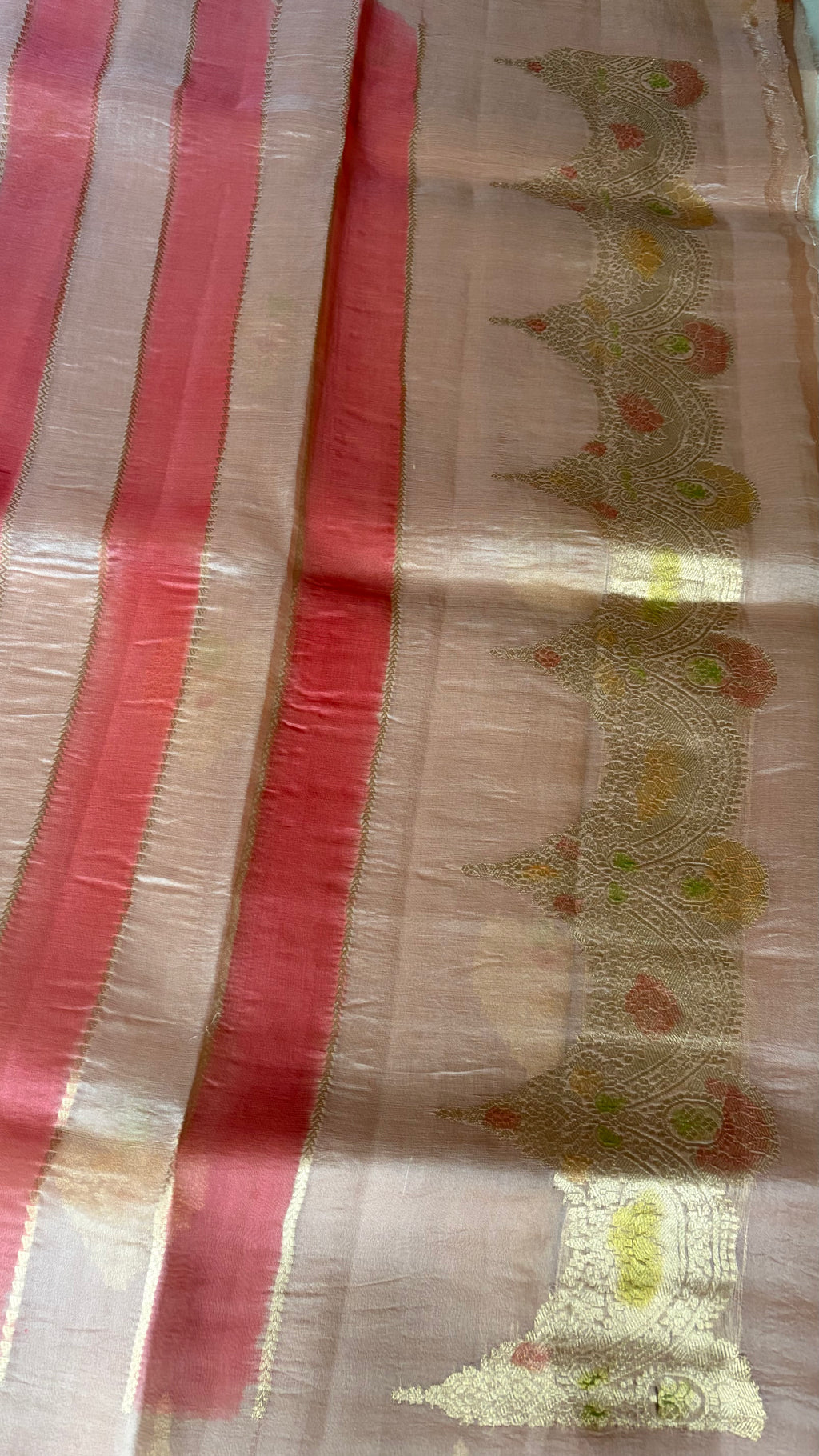 Mauve Brown Haze Organza Silk