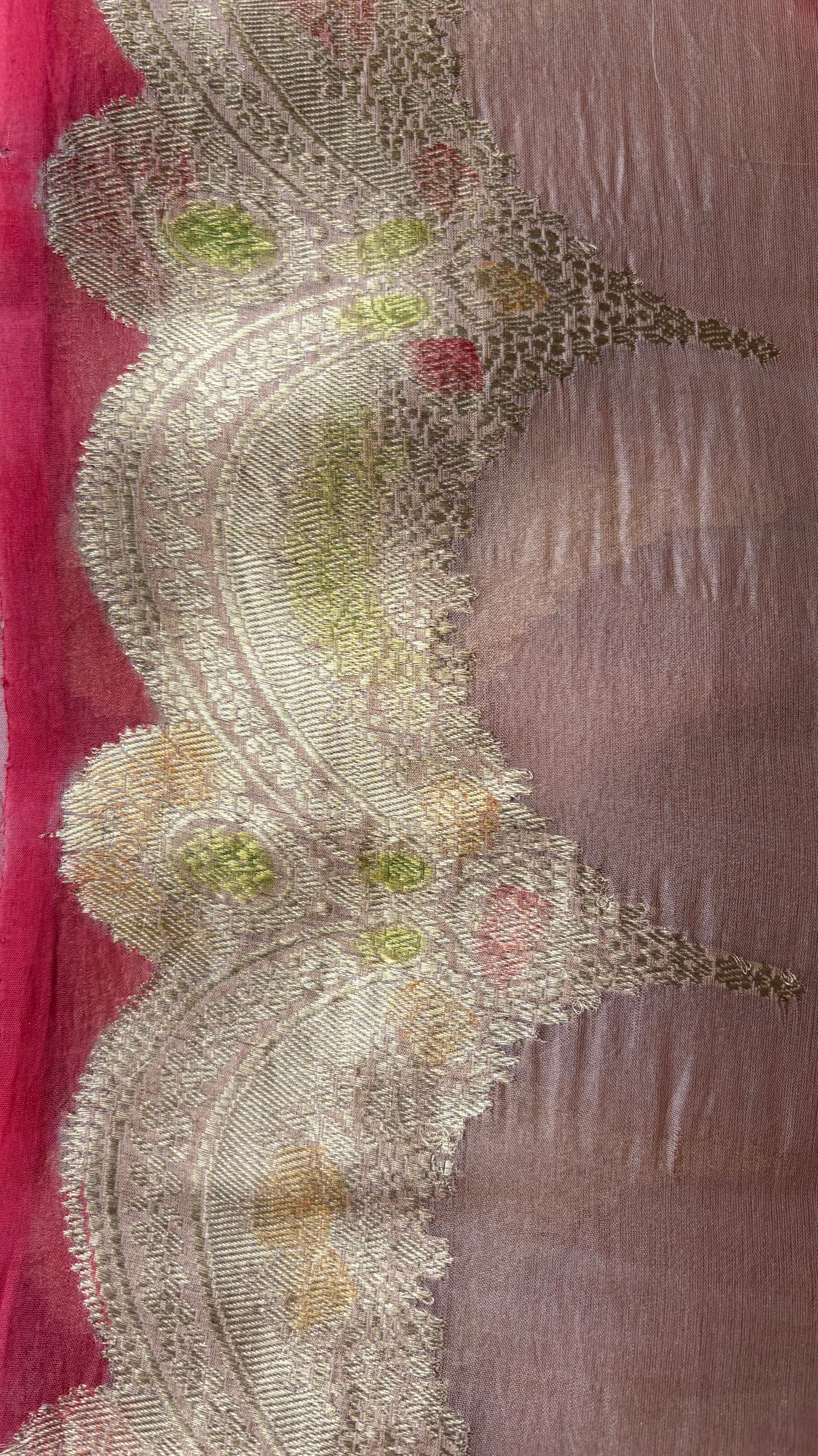 Mauve Brown Haze Organza Silk