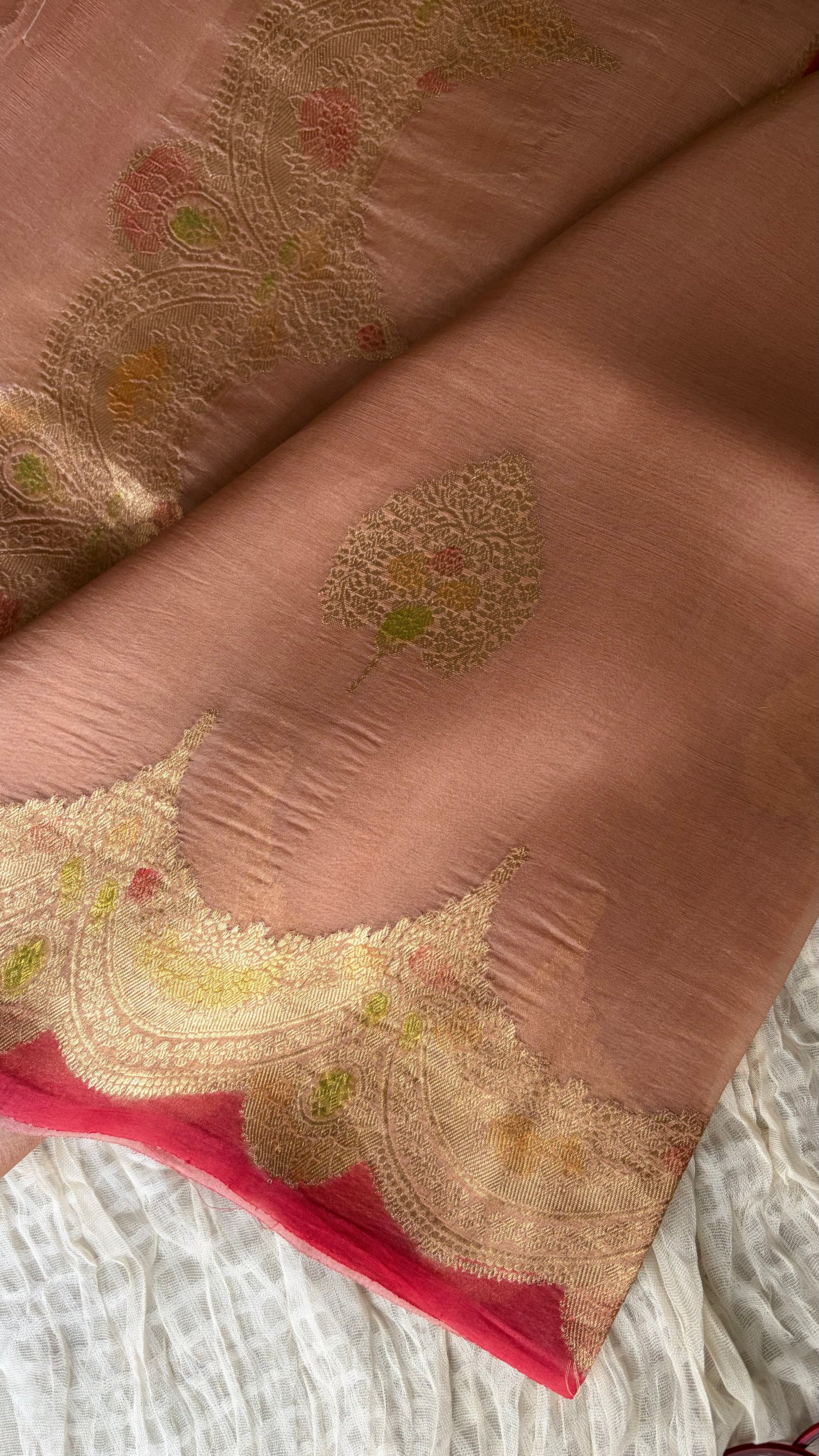 Mauve Brown Haze Organza Silk