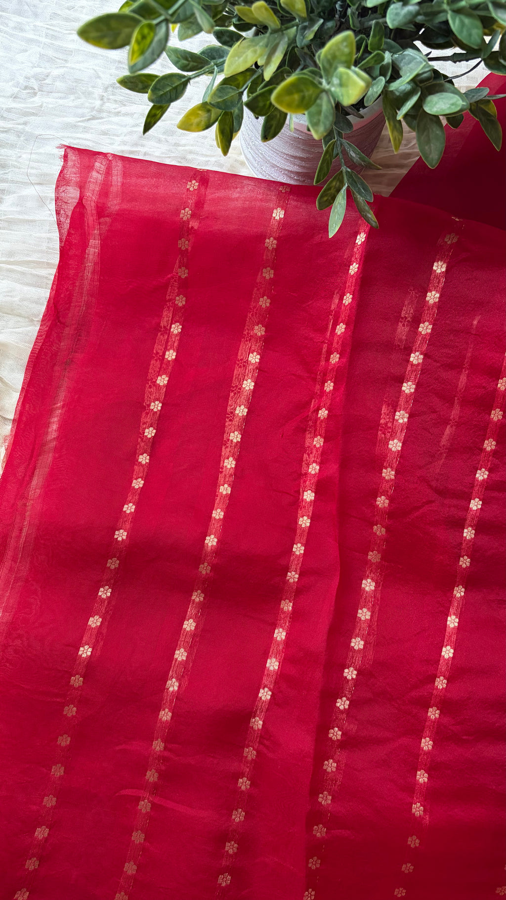 Crimson Vine Organza Silk