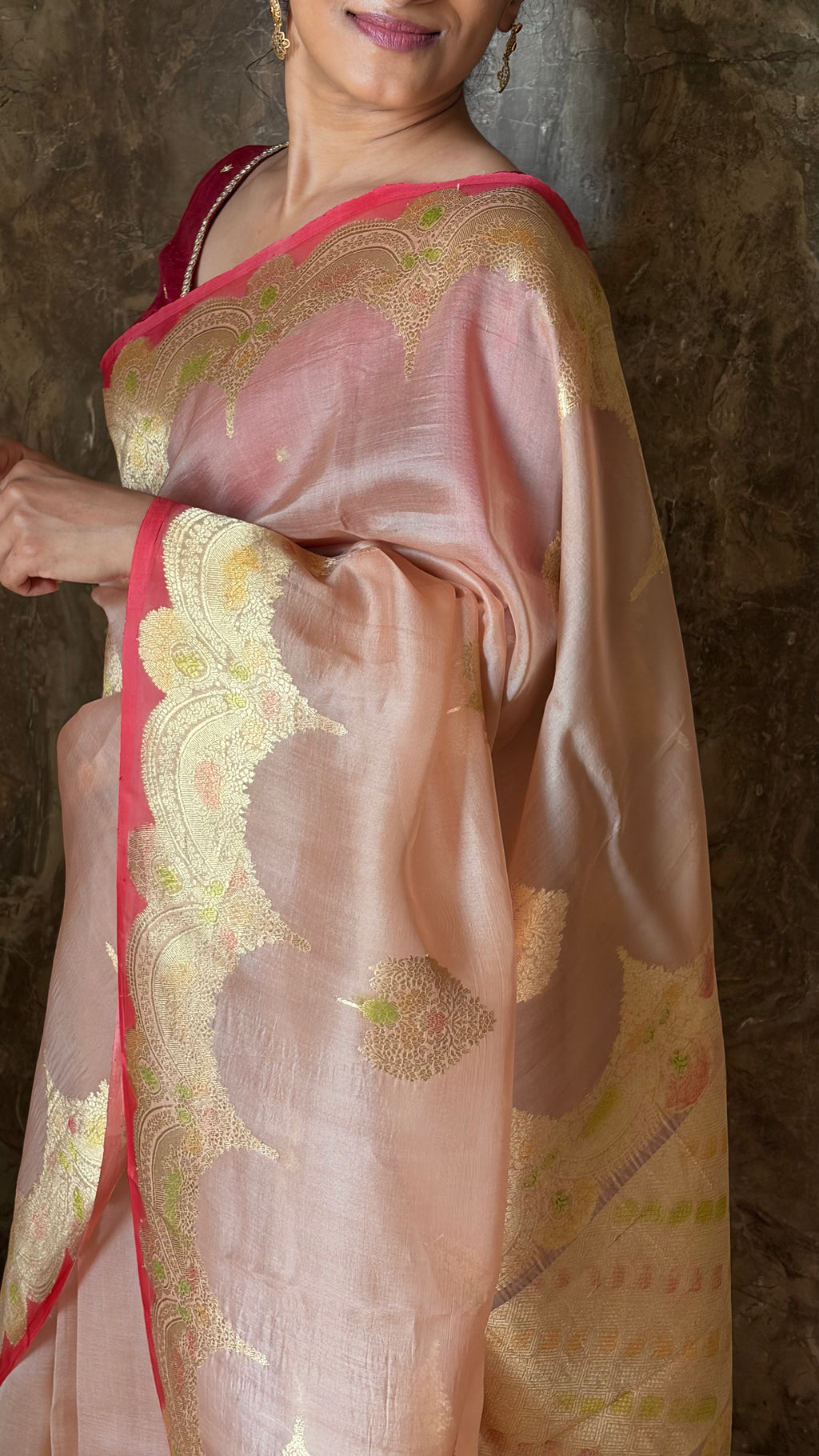 Mauve Brown Haze Organza Silk