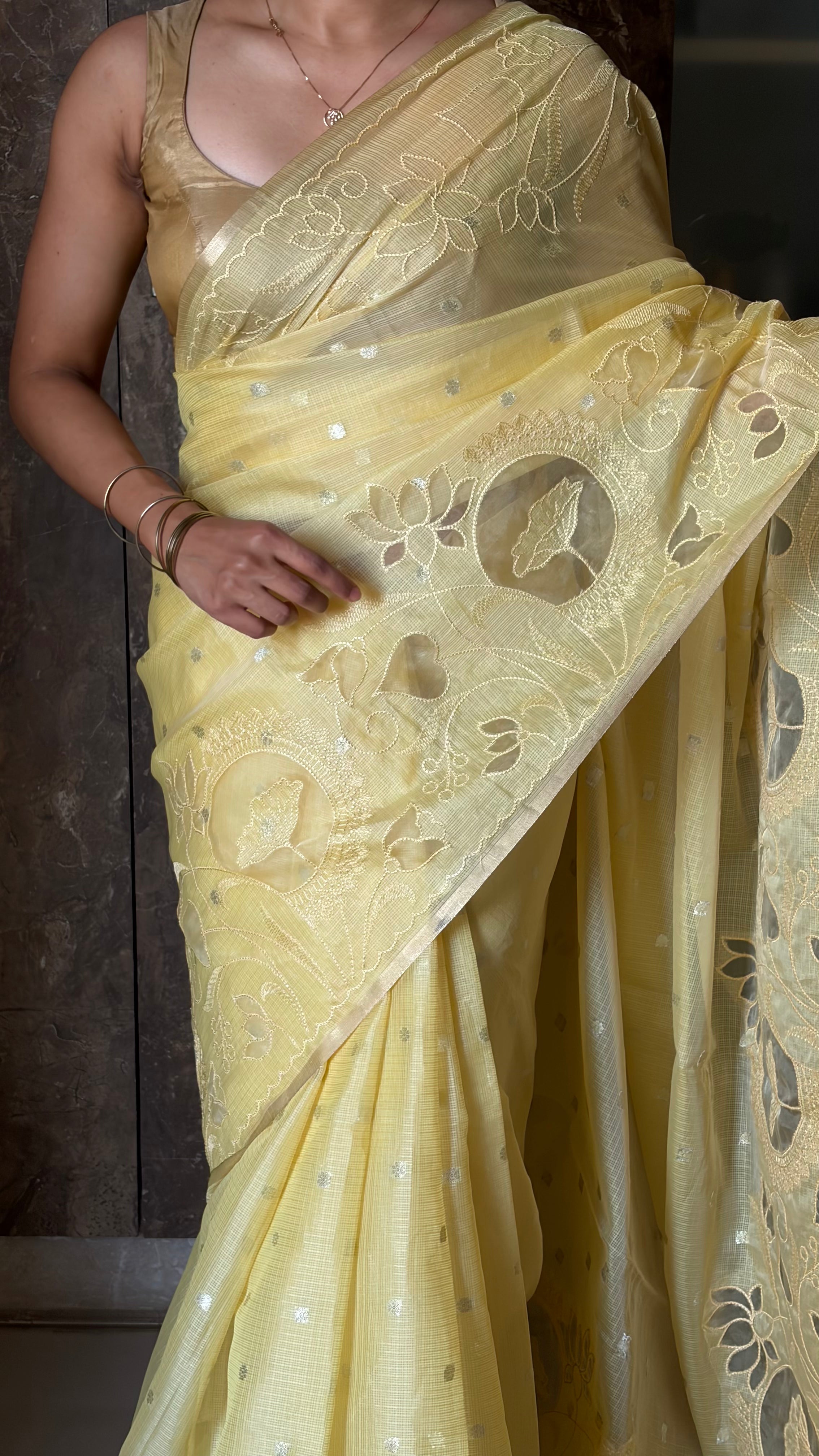 Floral Cutwork Kota Silk