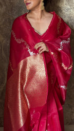 Crimson Vine Organza Silk