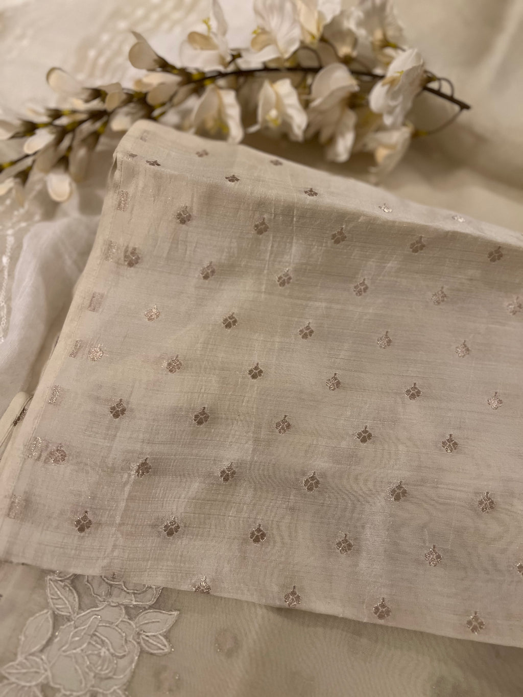 Ivory Petal Organza Silk