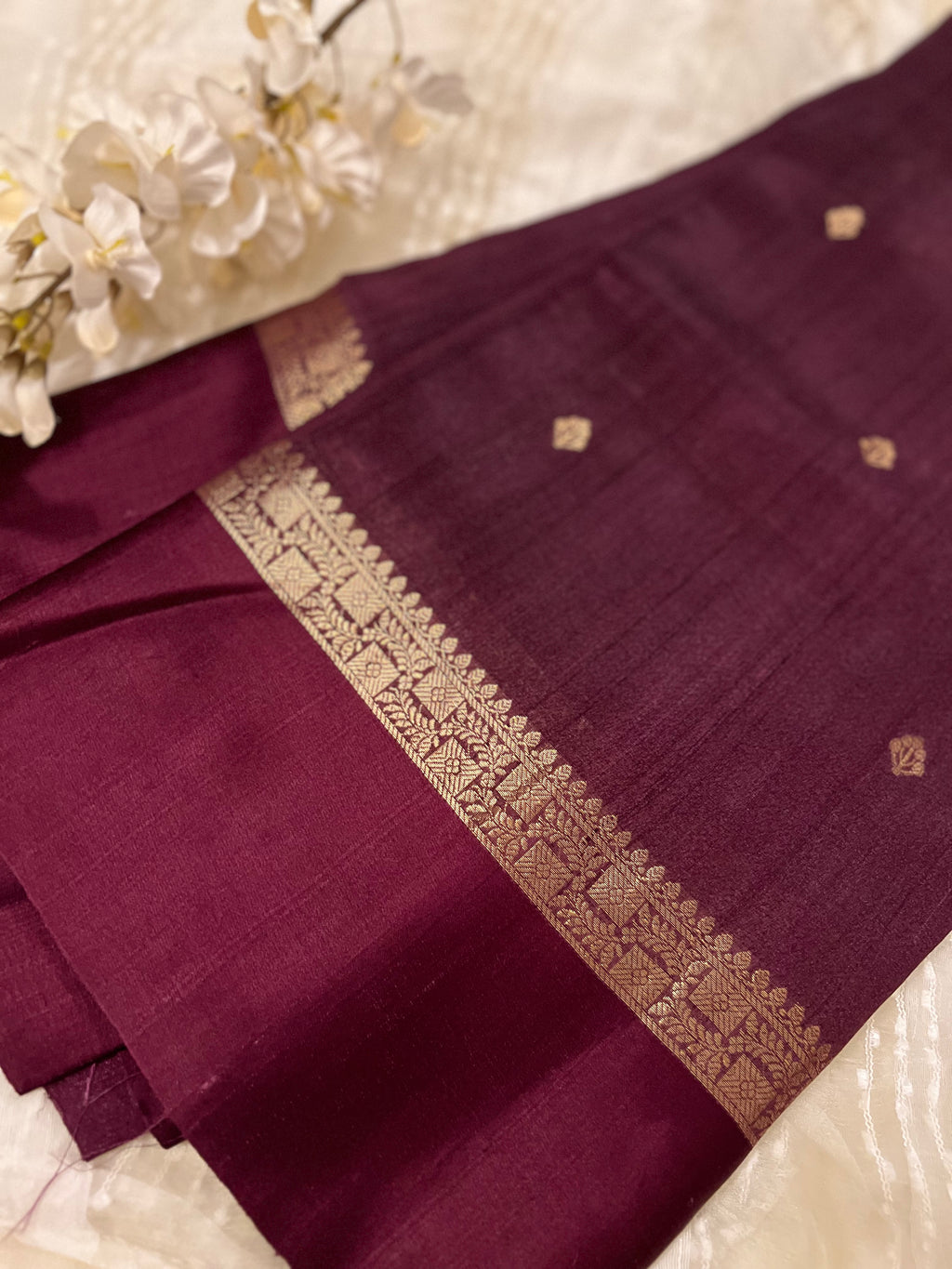 Wine Berry Tussar Silk