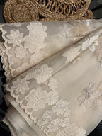 Ivory Shimmer Blossom Organza Saree